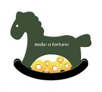 Wooden Rocking Horse Home Decor - “Make a Fortune” & “Strike It Rich” 2026 Year of The Horse Ornament, Modern Feng Shui-Inspired Wall Art for Entryway, Living Room, Desk (20x17cm)