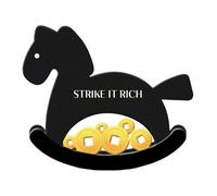 Wooden Rocking Horse Home Decor - “Make a Fortune” & “Strike It Rich” 2026 Year of The Horse Ornament, Modern Feng Shui-Inspired Wall Art for Entryway, Living Room, Desk (20x17cm)