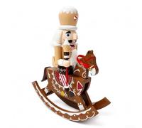 Wooden Rocking Horse Nutcracker 10.24in Vintage Tabletop Decor | Solid beech wood carved centerpiece for mantels or shelves stands 26cm stable vintage-inspired design