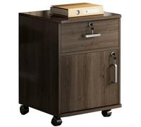 Wooden Rolling File Cabinet with Lock 4-Drawer Vertical for Legal/A4 Letter Documents Mobile Storage Solution for Home Office - Natural Finish