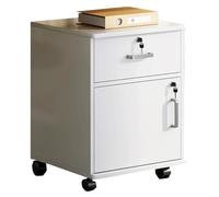 Wooden Rolling File Cabinet with Lock 4-Drawer Vertical for Legal/A4 Letter Documents Mobile Storage Solution for Home Office - Natural Finish