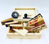 Wooden Rolling Gift Box Kit Raw Hornet Brown Paper King Size Filter Storage Set Ideal For Gift Same One You Know, Smoking Accessories Gift Set