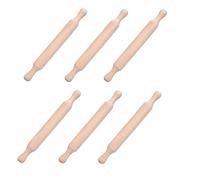 Wooden Rolling Pin for Baking 6 Pcs Rolling Pins with 2 Rollers Handle, Wood Dough Products, Small Non-Stick Dough Rollers for Kids for Cookies, Pies, Pastries, 18cm / 7.1 Inch Length