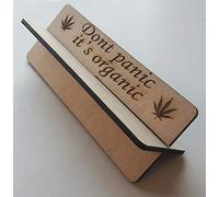 Wooden rolling up stand with slogan on 'Don't panic its organic'