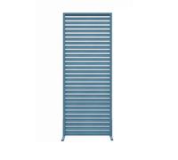 Wooden Room Divider - 59" Blue Wall Divider for Offices, Bedrooms, Outdoor Gardens & Balconies - Natural Wood Slats & Columns for Enhanced Privacy
