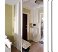 Wooden room divider adjustable height from 70 to 240 cm with floor to ceiling slats ideal for an entrance hall office or living room. Wall mounting no tools required.