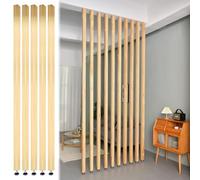 Wooden Room Divider - Decorative Wall Partition, Floor-to-Ceiling Privacy Screen, No Drilling Slats, 5pcs Set (205cm/80.7in/6.72ft) for Stylish Space Separation.