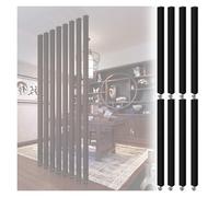 Wooden Room Divider Floor-to-Ceiling Black Slats (6/8/10 Pieces) for Studio Apartments Tea Rooms and Entryways with Adjustable Feet - Stylish Space Separator