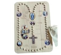 Wooden Rosary Board, Cognitive Educational Prayer Board, With 22 Mysteries Cards & 54 Rosary & 1 for Kids to Improve Concentration While Learning