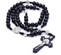 Wooden Rosary Necklace Beads Pendent Handmade Crucifix Prayer Jewerly For Women Men Nice