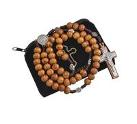 Wooden Rosary Necklaces Prayer Blessed Wood Rosary Beads Necklace Rosary Beads Catholic with Miraculous Medal Junction Rosary Beads First Holy Communion Gifts for Men Women