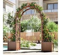 Wooden Rose Arch Trellis with Planters - Easy Assembly Garden Decoration for Climbing Plants - Outdoor Use - 220cm Height, Perfect for Vertical Gardening