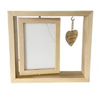 Wooden Rotatable Desktop Photo Frame - Desktop Rotatable Frame,Display Rotating PhotoFrame with Double-Sided Love Tag for Bedroom, Home