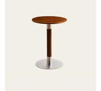 Wooden Round Coffee Table, Vintage Small End Table for Living Room, Modern Circle Side Desk for Tea Shop, Office, and Conversation Use, 70cm Diameter