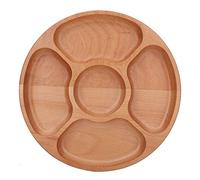 Wooden Round Divided Plate, Food Divided Plate, Natural Wood Sub Grid Dish with Multiple Compartments for Snacks Desserts and Meals, 9.84 Inch or 11.81 Inch Diameter (30cm)