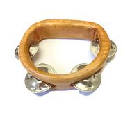 Wooden Round Headless Tambourine/Shaker with 4 Jingles - Beautiful Sound, Fair Trade