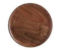 Wooden Round Serving Plate, Natural Brown, Acacia Wood, Rustic Grain Pattern