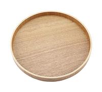 Wooden Round Serving Tray, Natural Wood Coffee Table Tray Farmhouse Decorator Storage Plate Circle Countertop Organizer Kitchen Dinning Dish Bathroom Vanity for Food Breakfast Fruits Candies (24cm)