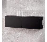 Wooden Router WiFi Storage Box, Wall-Mounted Modem Shelf, Cable nizer with Sliding Door, Traditional Design (Black, 60cm/23.6in) - Perfect for Home or Office Use