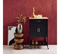 Wooden Rubber Kitchen Serving Tray Black - Sweeek