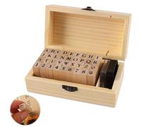 Wooden Rubber Stamp Kit - 26 PCS Alphabet + 10 PCS Letter Wood Stamps for Crafts With Ink Stamper Seal Set and Storage Box for Card Making Scrapbooking
