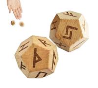 Wooden Rune Set - 2 Elder Carved Futharks, Divination Dice, Spiritual Advice with Insight | for Travel Meditation, Daily Tarot Practice, Entertainment
