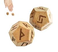 Wooden Rune Set | Runic Divination Dice, Elder Furthark Rune Set | Divination Dice Carved Small Runic Dice for Travel Entertainment Glue Rune Set