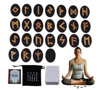 Wooden Runes Set | 25pcs Norse Pagan Rune Stones for Divination' Altar, Meditation and Telling - Comes with the Perfect Bag and Guide, Perfect for Beginners