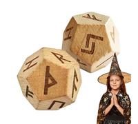 Wooden Runes Set - Norse Divination Tools, Elderly Runes | Engraved Symbol Tiles, Holy Wood Charm Decoration, Mystical Alphabetical , Cast Set D