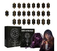 Wooden Runes | Wooden Runes Set with Instruction Book, Carved Meditation Aid with Storage Bag for Home School Travel Gift