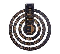 Wooden Rustic Circular Wall Mounted Spin Perpetual Calendar Divination Calendar Wooden Perpetual Calendar Circular Spin Perpetual Calendar Wooden Perpetual Calendar Wall Hanging Ornament