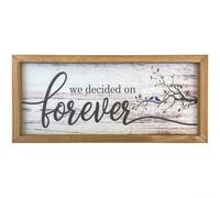 Wooden Rustic Frame Wall Decor With We Decided On Forever Sign For Home And Wedding Decoration, Crafted From Natural Fir Wood For Lasting Rustic Appeal
