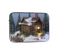 Wooden Rustic Log Cottage Scenery Laptop Bag 12 inch Business Briefcase Gifts for Men Women Water Resistant Laptop Sleeve Carry On Laptop Case Shockproof Protective Computer Bag Notebook Case