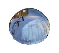 Wooden Rustic Log Cottage Scenery Multi-Scene And Multi-Purpose Shower Spa Double-Layer Waterproof Shower Cap And Cooking Cap, Suitable For Adults, Children And Men And Women.
