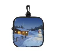 Wooden Rustic Log Cottage Scenery Square Zipper Pouch with All-Over Print,Waterproof Small Organizer Bag, Lightweight Durable for Coins,Cards, Keys for Travel Daily Use