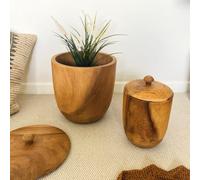 Wooden Rustic Pot With Lid Small