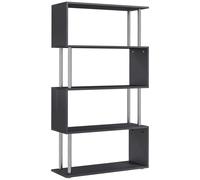 Homcom Wooden Storage Display Unit Bookshelf Bookcase Dividers S Shaped In Black Black One Size