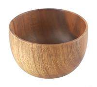 Wooden Salad Bowl Handcrafted From Natural Wood Smooth Thick Finish Safe Handling Rustic Fruit Rice Soup Serving Portable Easy To Clean Natural Log(10CM x 6CM)