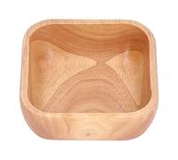 Wooden Salad Bowl, Handcrafted Rustic Square Salad Bowl, Natural Rubber Wood Serving Bowl for Salad, Fruits, Vegetables(15cm)