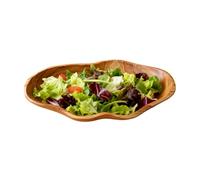 Wooden Salad Bowl - Rustic Serving Bowl, 40x18cm Farmhouse Decorative Fruit Dish | Salad Candy Dessert Snack Serving Platter | Kitchen Living Room Counter Table Tray Natural Wood