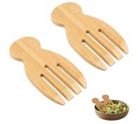Wooden Salad Servers Set,2 PCS Natural Wood Salad Spoons and Forks | For Tossing and Serving Salads, Pasta and Fruits, Ergonomic Salad Tongs for Kitchen and Dining