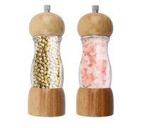 Wooden Salt and Pepper Grinder Set, Manual Salt and Pepper Mills of 2, Salt Grinders Refillable with Adjustable Ceramic Rotor, for Sea Salt, Chili, Sesame, Cumin