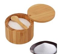 Wooden Salt Cellar Bowl Box - Magnetic Lid Seasoning Container, Large Capacity Container, Natural Grain Countertop Storage Container, Organis Accessory