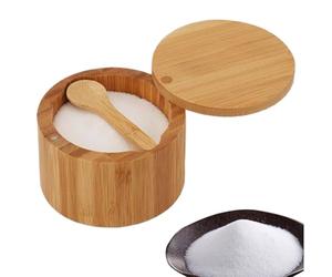 Wooden Salt Cellar Bowl Box - Magnetic Lid Seasoning Container, Large Capacity Container, Natural Grain Countertop Storage Container, Organis Accessory