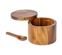 Wooden Salt Container: Wooden Jar with Rotating Cover for Salt and Spices, Rustic Condiment Box | Kitchen Room Dispenser, Decorative Jar for the ristoran Table
