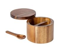 Wooden Salt Pot - Salt Canister Salt Container with Swivel Lid, Built-in Spoon Pot for Sugar | Kitchen Wooden Pot, Home Salt Cellar for Home, Cafe, Hotel