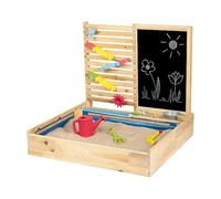 Wooden Sand Pit With Water Wall Accessories and Chalk, approx. 80 x 75 x 73 cm (L x W x H)