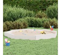 Wooden Sandbox with Seats, White Pine, 232x232x20 cm, Outdoor Play for Kids