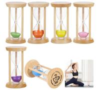 Wooden Sandglass Clocks Set, 6 Colorful Hourglasses In Clear Glass, Assorted Times: 30 Seconds To 10 Minutes, Great For Kids And Desk Display