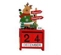 Wooden Santa Advent Calendar with Date Cubes for Desk or Tabletop, Festive Countdown Decoration to Mark Days Until For Christmas and Enhance Holiday (Calendar deer)